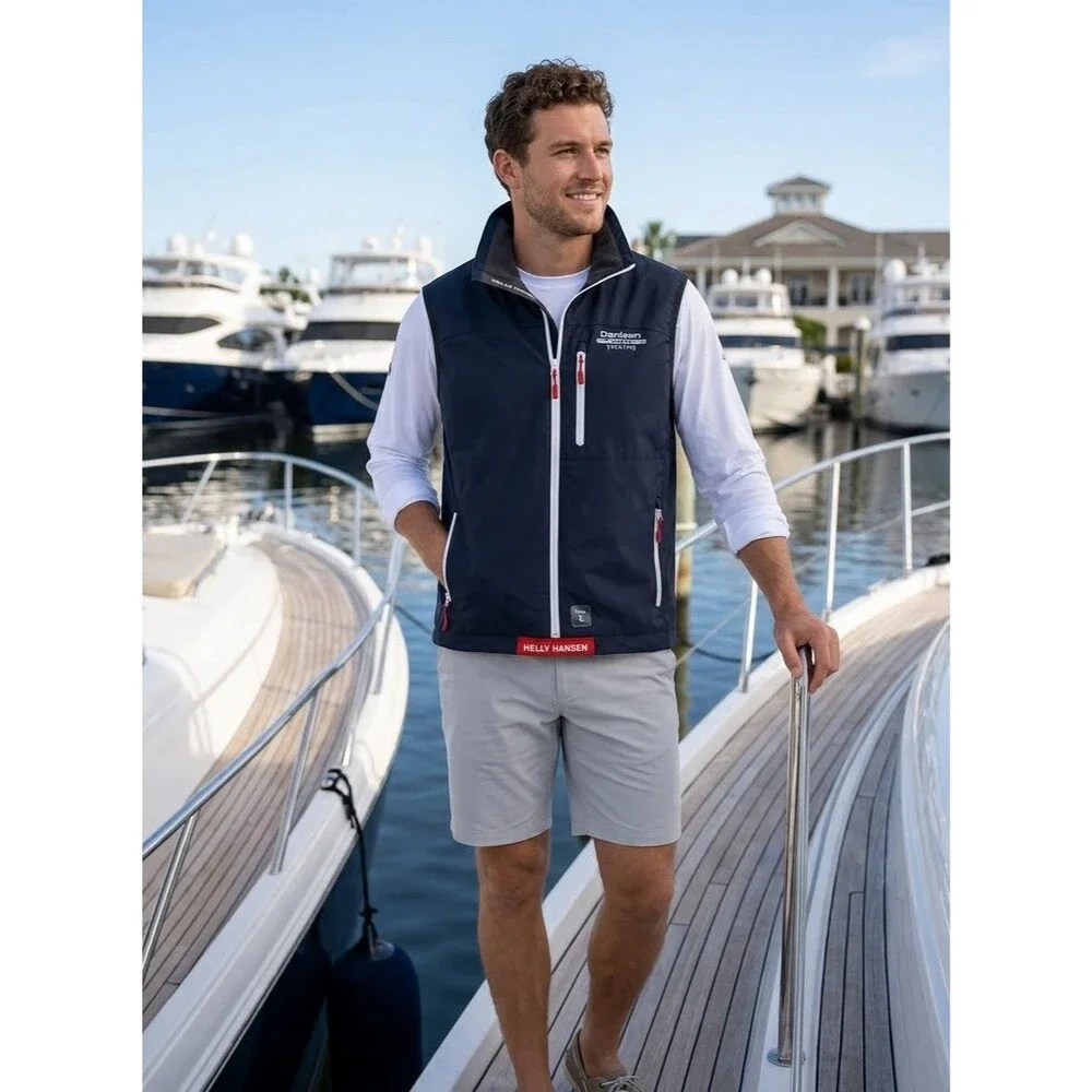 NWOT Helly Hansen Crew Vest Mens L Navy Blue Waterproof Sailing Denison Yachting
